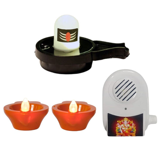 32 in 1 Mantra Chanting Device with Water Sensor Glowing Shivling & 2 Water Sensor Diyas