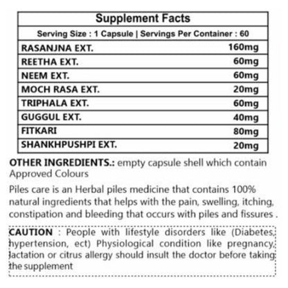 Piles(Bavasir) Relief 60 Capsule (500mg) Pack of 1